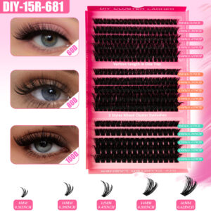DIY Lash Cluster Set – 50D Individual Lash Segments for Easy Application